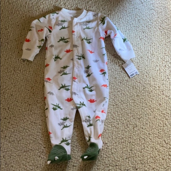 Carter’s 6 month cozy dinosaur footed pajamas - Picture 1 of 2